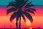 Placeholder: a palm tree during a sunset, lofi colors, lofi vibes, cool colors