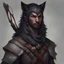 Placeholder: dnd, portrait of blackwolf-human with bow