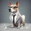 Placeholder: make one realistic business dog that is made of shapes and has a suit on looks a little like crystals with arms lowest 2048 x 1152 pixels and highest 6 MB