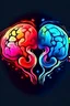 Placeholder: Brain and Heart for Mental health awareness care, digital art painting logo.