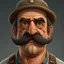 Placeholder: muscular mustached ugly fisherman with large eyes and an apron and mutton chops realistic digital art