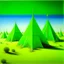 Placeholder: A lime green desert with three pyramids painted by the Limbourg brothers