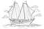 Placeholder: outline art for cute Boat coloring pages with sitch, white background, Sketch style, full body, only use outline, toddlers style, clean line art, white background, no shadows and clear and well outlined.