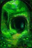 Placeholder: An underground filled with moles and neon green foliage painted by Claude Monet