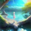 Placeholder: Anime little girl day, sunny, relaxing, sea, trees, real details anime style, realistic, glowing beach, 8k