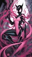 Placeholder: A close picture to Mix between gwenpool and symbiote, intricate details, highly detailedin in solo leveling shadow art style