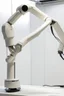 Placeholder: A slender flexible robotic arm with flexible joint is being drawn on a white frame. 机械臂要多彩