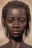 Placeholder: african portrait in tears with rusted clocks, rust, scaffolding, perfect face, high detail