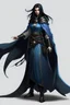 Placeholder: elf pirate sorcerer whole body blue cloak black hair