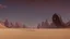 Placeholder: In the desert in the dunes a large sandworm full screen, concept art