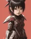 Placeholder: Detailed anime child girl, dark brown hair, black and red dragon scale armour, intricate details, full body portrait, keep head in frame, slight smile, black Japanese motif, concept art, highly detailed, digital painting, concept art, sharp focus, illustration, art by Yoji Shinkawa, WLOP and greg rutkowski and alphonse mucha and artgerm and yanjun Chen and Junji ito and Makoto Shinkai, HDR, octane render