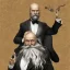 Placeholder: A huge bald man wearing a black suit black beard