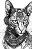 Placeholder: cyberpunk Sphynx cat, black and white, , high details, digital art style, thick outline art, isolated on white background