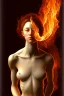 Placeholder: Fire theme art, Portrait of a naked woman by Michelangelo, 8K, close-up face