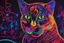 Placeholder: Black light art, neon cat