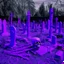 Placeholder: A purple graveyard with bones painted by Andy Warhol