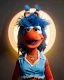 Placeholder: hybrid character, waitress sexy woman with monster muppet mask that covers her entire head, short shirt, tray, old school tattoo, retro style, Sesame Street style, hot, smooth, unreal engine 5, god lights, ray tracing, RTX, lumen lighting, ultra detail, volumetric lighting, 3d.