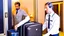 Placeholder: hotel employee looking suspicious stealing someone's baggage