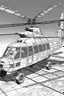 Placeholder: Outline art, no shading, full body helicopter, black and white, low detail, --ar 9:11