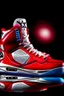 Placeholder: A red Jordan nfl sneaker, futuristic and amazing