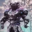 Placeholder: A portrait of a crystalised robot samurai with yakuza tatu, atmospheric, realistic, unreal engine cosmic galactic, cinematic lighting, octane render, transparent,indigo neon light, cosmic ambiance, masterpiece, art by Yoji Shinkawa, composing fit inside