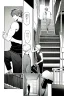 Placeholder: a boy in shorts sleeveless shirt climbs the stairs, greyscale