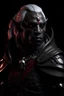 Placeholder: dnd character art of a drow artificer. high resolution cgi, 4k, ears, dark-charcoal-gray skin, unreal engine 6, high detail, cinematic, male, white hair, red eyes.