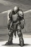 Placeholder: Outer space creature in an underground society wearing armor from dead humans