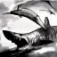 Placeholder: Dibujo de un Megalodon con estilo de Francisco de Goya