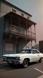 Placeholder: vista picada de un impala de 1967 aparcado en una azotea ARRI, 8k, hiperrealista