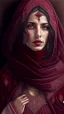 Placeholder: Hyper Detailed Gorgeous Turkish folklore woman, Wearing a maroon Bardot Dress & shawl