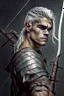 Placeholder: gladiator gray hair young medieval man with a longbow