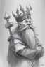 Placeholder: A fantasy sketch of a dwarf wizard holding a crown