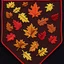 Placeholder: autumn colored cloth banner embroidered with leaves, increased thread texture and definition