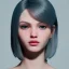 Placeholder: image girl look beautiful, close-up, swimsuit, eyes like ocean blue, short hair, smile, 8k, rtx, eyebrows like serious, facing left, hyper realistis,