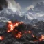 Placeholder: the swiss alps devastated by bombs in a futuristic war, smoke, a burning hut, unreal engine 5.1, ultra high resolution, photorealistic, ultra high detail, octane render, deep dream