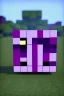 Placeholder: a portrait of a purple Minecraft block face, cute, farmer look, 2d, large pixel style