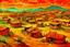 Placeholder: An orange colored Chinese village in a wasteland painted by Vincent van Gogh