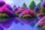 Placeholder: monde en fleurs, blue lake, flower tree-houses, concept art, crépuscule , fuksia bleu oranger, vibrant Color, réaliste, riviere bleu, tree-house bougainvillier, roses