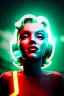 Placeholder: Ultra Realistic retro sci-fi scene, portrait, blonde woman, sweet young Marilyn Monroe face, perfect iris, glow eyes, makeup. Alien background, Retro sci-fi style helmet, tight latex coat, fog, rain, soft color, highly detailed, unreal engine 5, ray tracing, RTX, lumen lighting, ultra detail, volumetric lighting, 3d, finely drawn, high definition, high resolution.