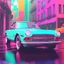 Placeholder: 3D Vaporwave vintage digital painting hyper realistic car