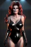 Placeholder: Raquel Welch as evil queen in black leather gown, angry, busty, curvey, cleavage, unreal 5, octane render, cinema4d, dynamic lighting, dramatic lighting, 4k, redshift render, highly detailed, hyper realistic