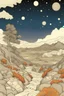 Placeholder: Dry colors, peaceful, Egon Schiele, Max Ernst, night sky filled with galaxies and stars, rocks, trees, flowers, one-line drawing, sharp focus, 8k, deep 3d field, intricate, ornate, one million strokes