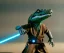 Placeholder: Star wars animation, crocodile, facemask, samurai robe, holding lightsaber, hands, wrist gauntlets