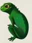 Placeholder: a green gecko with big cute eyes sitting down portrait minimalist