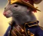 Placeholder: Back lit photo of a humanoid rat dressed as a pirate, detailed, realistic, cinematic, by drew struzan