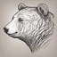 Placeholder: funny bear head from profile, simplified low detail sketch with strong contrast, monochromatic outline stamp