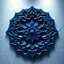 Placeholder: Hyper Realistic (3D) Beautiful Intricately Crafted Navy-Blue Colored Islamic Art Inspired Little Patterns On Both Side Of Light-Blue Marble.