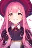 Placeholder: anime, female, young, assistant, cheerful, facing the camera, center in portrait, pink haired, long hair