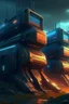 Placeholder: cyberpunk retro futuristic bunkers far away